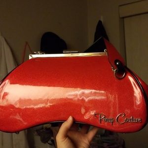 Pinup Couture Red Glitter Amoeba bag purse